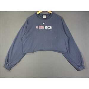 Vintage Y2K Nike Mid Swoosh USA Soccer Long Sleeve Cropped Womens Sports